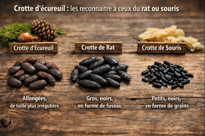 Crotte d'écureuil les reconnaître à ceux du rat ou souris